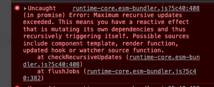 解决Error: Maximum recursive updates exceeded. 1 解决Error: Maximum recursive updates exceeded. 1